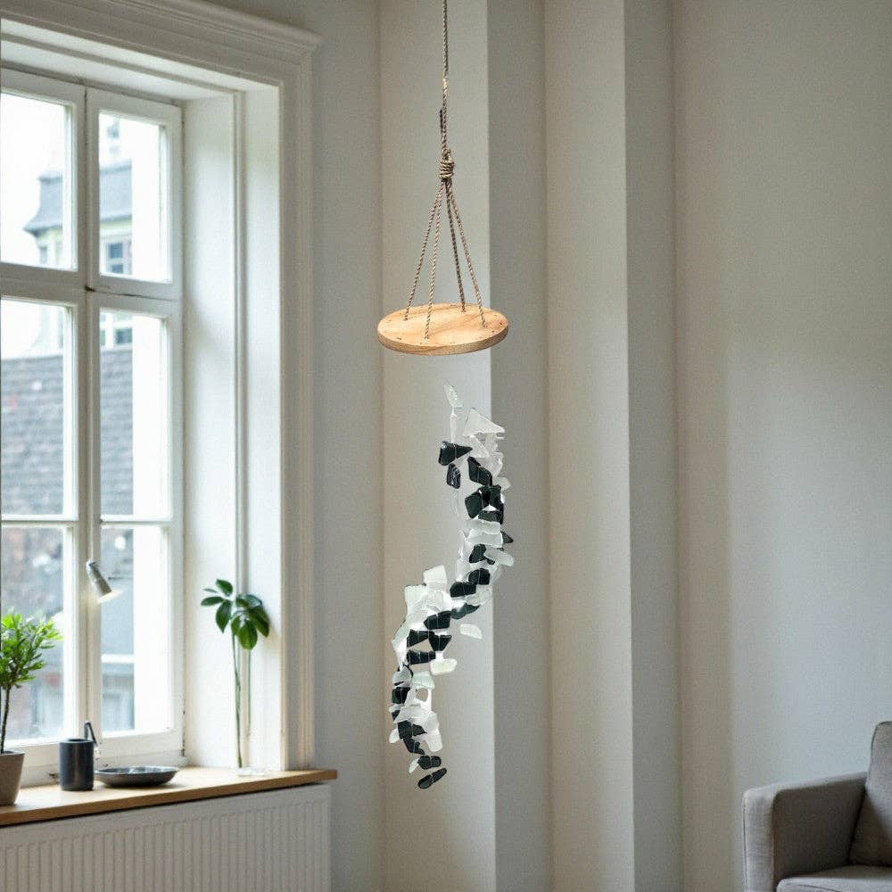 Windchime - Sea Glass, Spiral Black & White