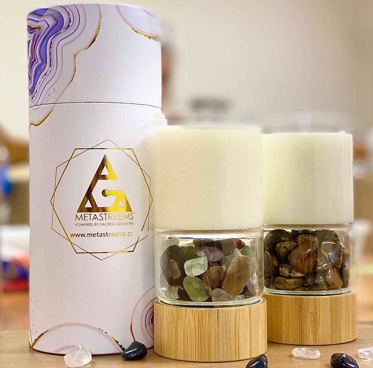 Crystal Power Candle: Rainbow Fluorite